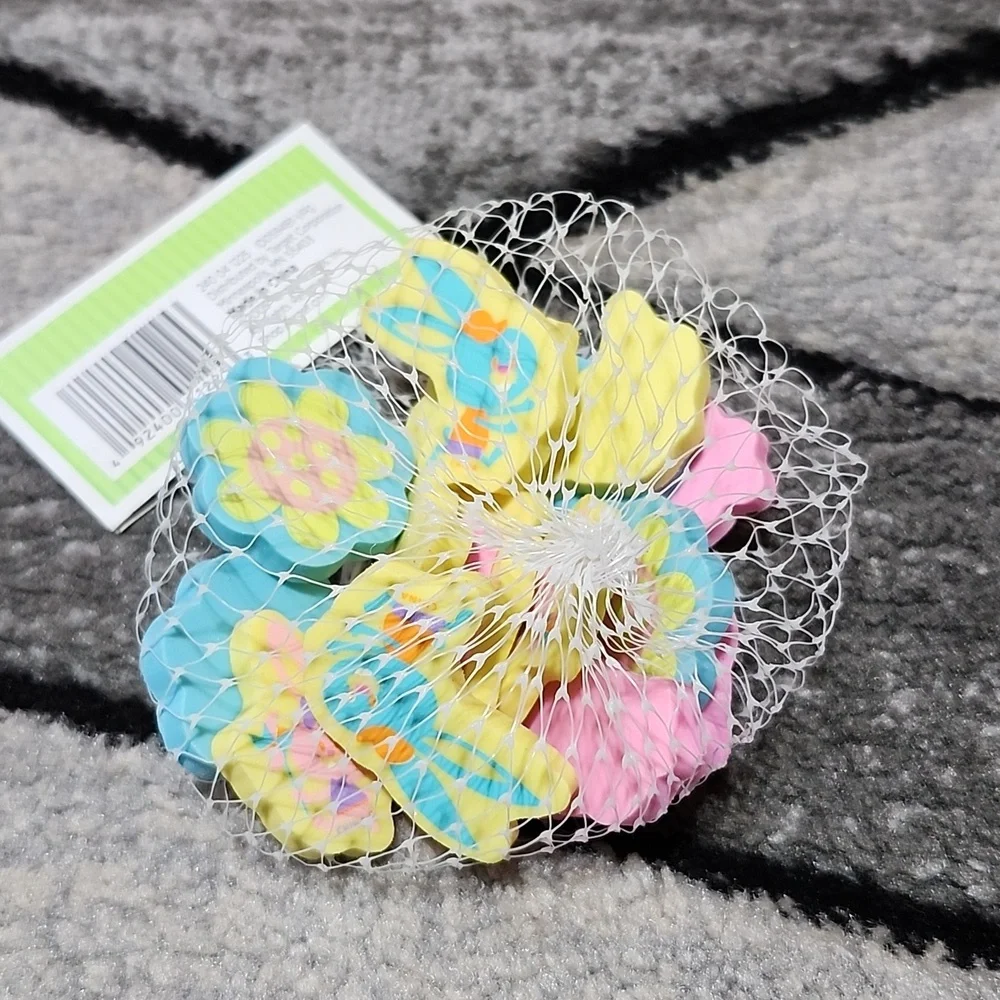 VINTAGE ASSORTED EASTER NOVELTY ERASERS MEMO PADS STICKY NOTES BAG & GAME BOOKS